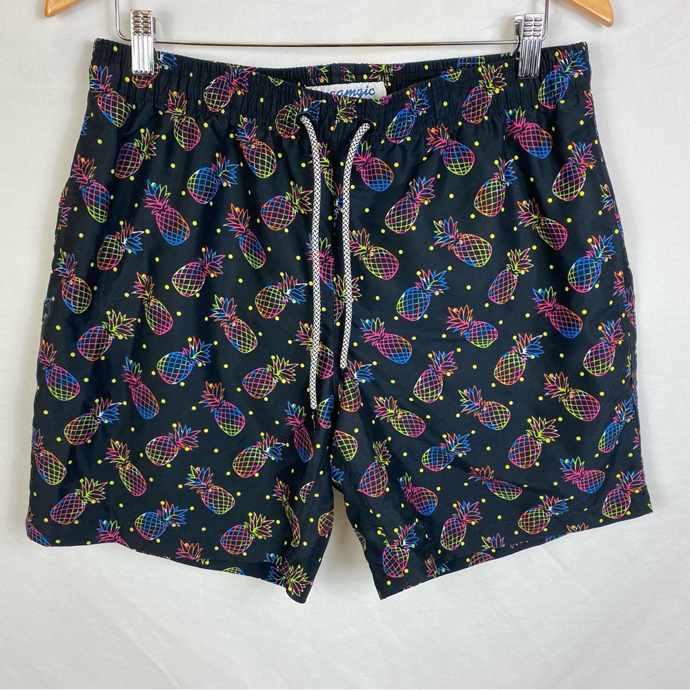 Maamgic Colorful Neon Pineapple Swim Trunks Size Large